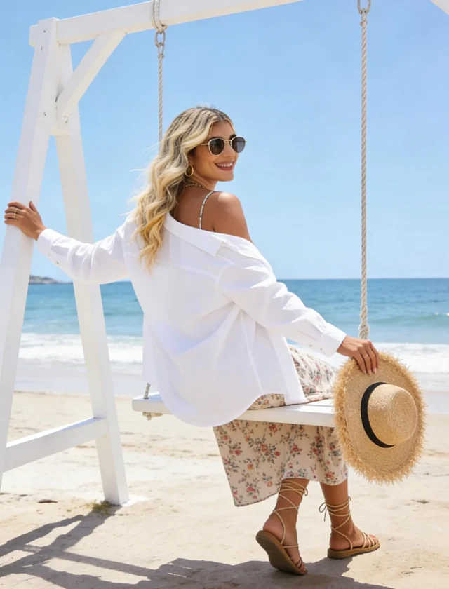 White cotton-linen button-down shirt — view 3