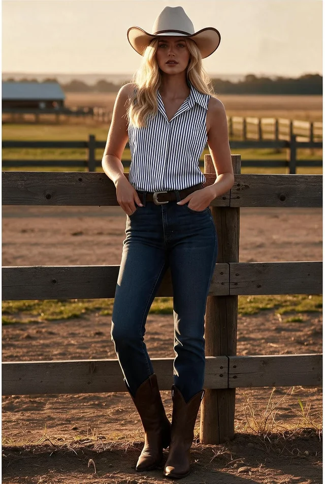 Sleeveless collared button-down blouse — view 2