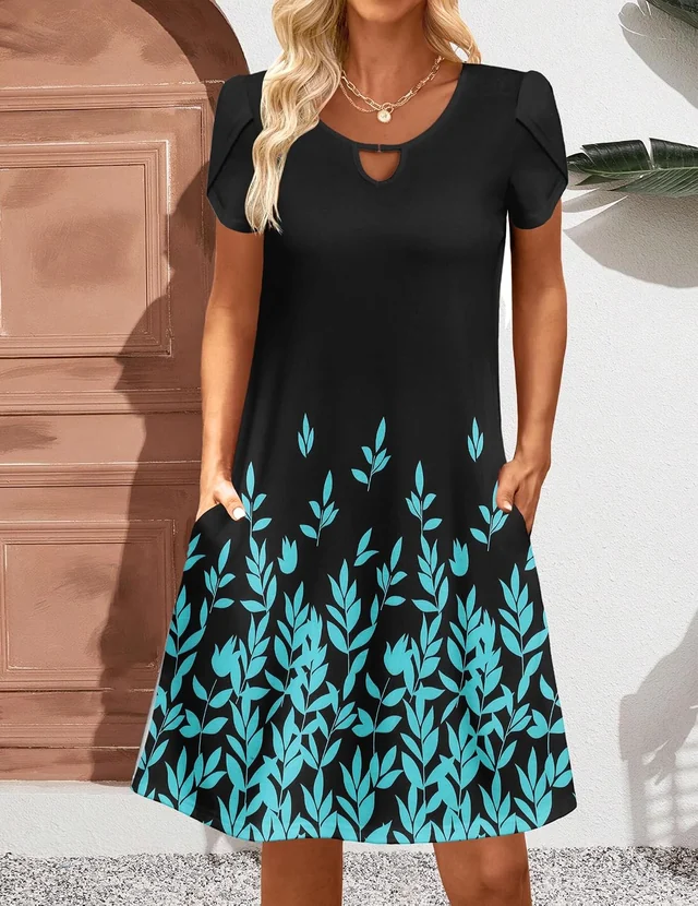 Black short-sleeve beach dress — view 3