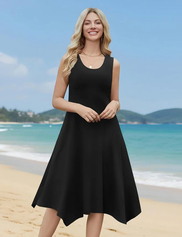 Sleeveless flare midi dress — view 1